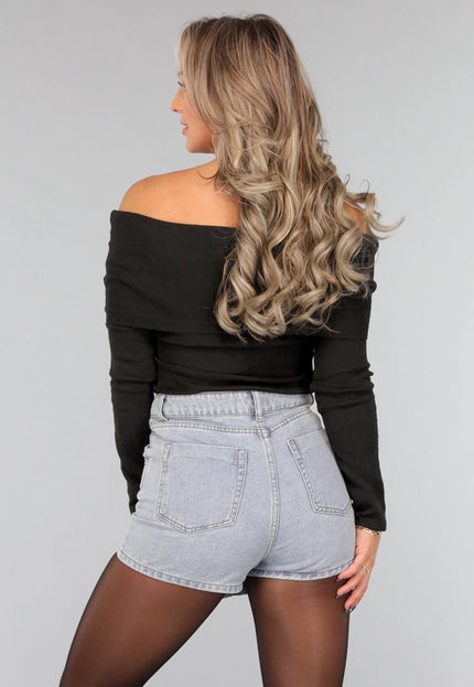 OP=OP.! Geplooide Top met Blote Schouders
