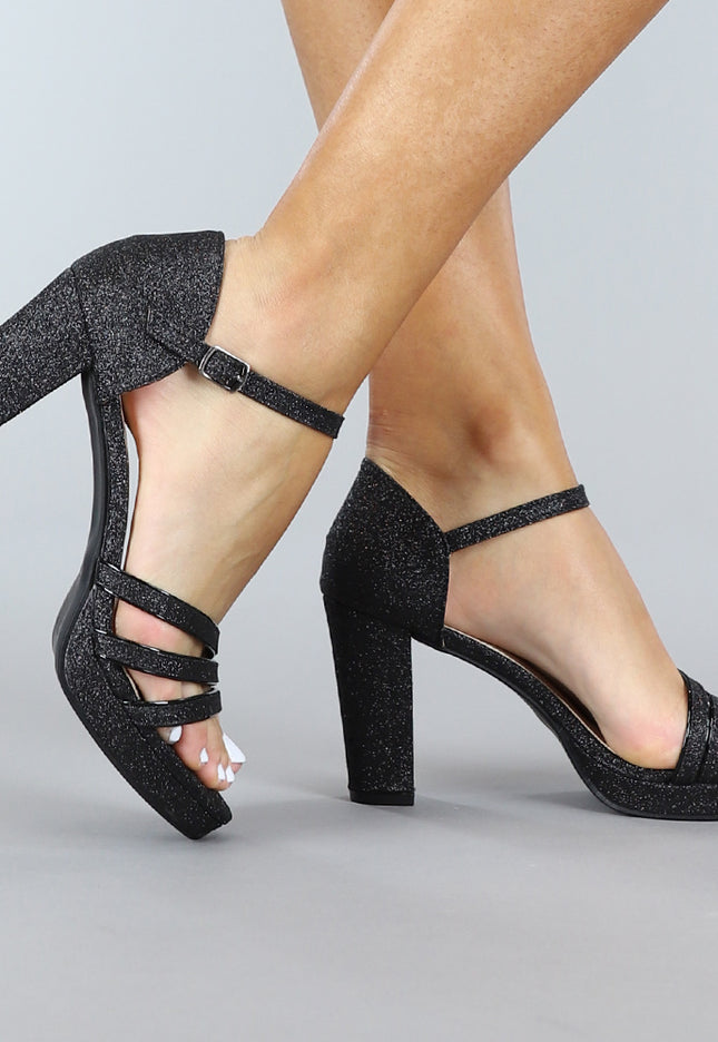 OP=OP.! Glam Glitter Sandaletten Zwart