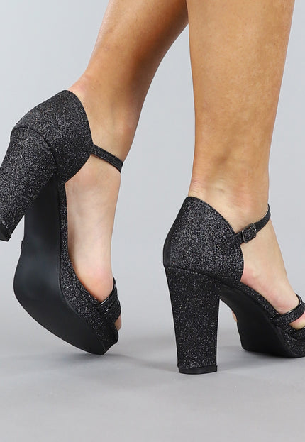 OP=OP.! Glam Glitter Sandaletten Zwart