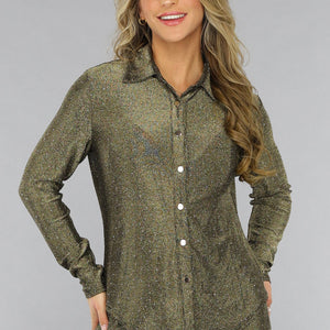 OP=OP.! Gouden Blouse met Glitter Steentjes