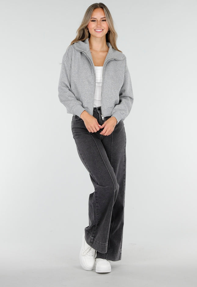 OP=OP.! Grijs Vest met Capuchon en Rits