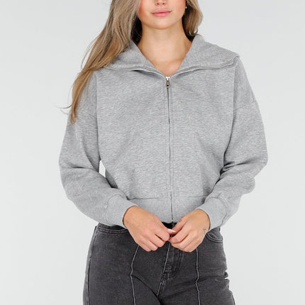 OP=OP.! Grijs Vest met Capuchon en Rits