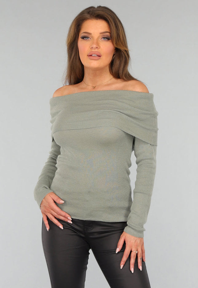 OP=OP.! Groene Top met Omgeslagen Hals