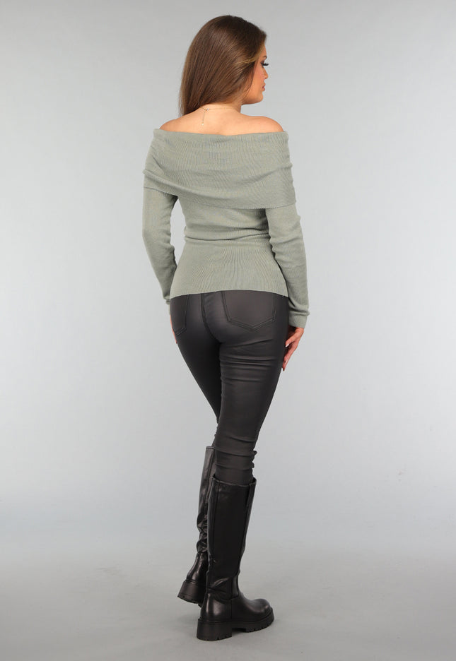 OP=OP.! Groene Top met Omgeslagen Hals