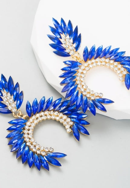 OP=OP.! Grote Strass Statement Oorbellen Blauw
