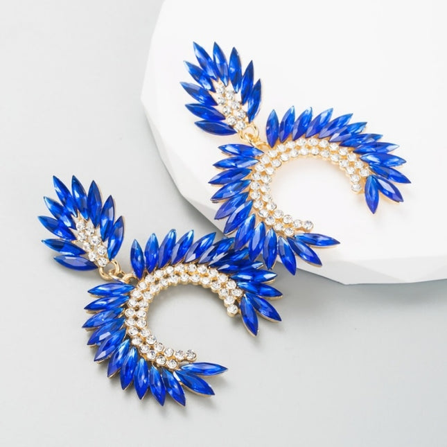 OP=OP.! Grote Strass Statement Oorbellen Blauw