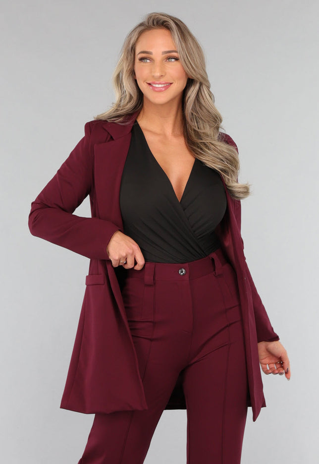 OP=OP.! Halflange Burgundy Blazer met Stretch