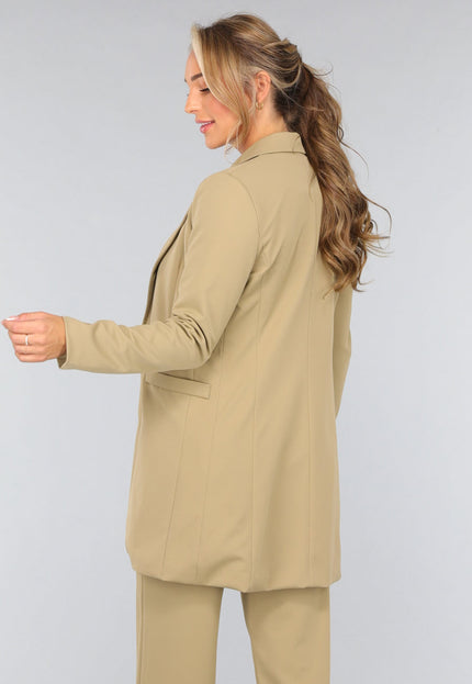OP=OP.! Khaki Stretch Blazer met Schoudervulling
