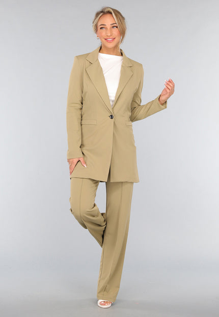 OP=OP.! Khaki Stretch Blazer met Schoudervulling
