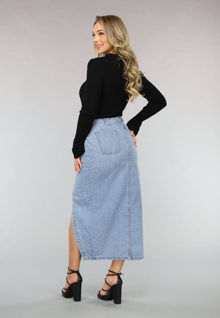 OP=OP! Lange Denim Rok met Split