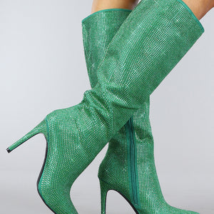 OP=OP.! Lange Groene Glitter Laarzen