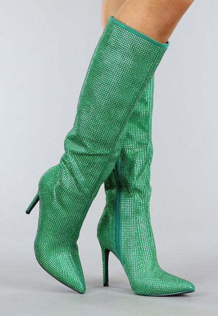 OP=OP.! Lange Groene Glitter Laarzen