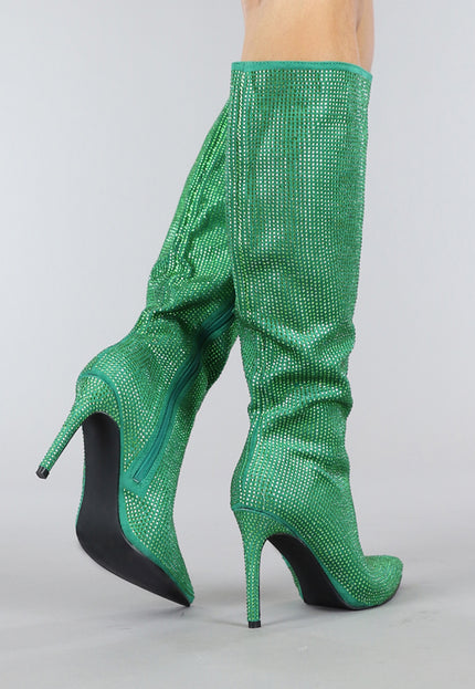 OP=OP.! Lange Groene Glitter Laarzen