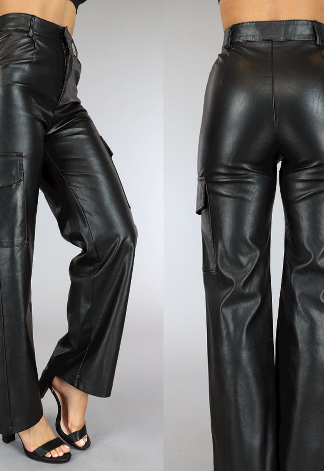 OP=OP.! Lederlook Cargo Zwart