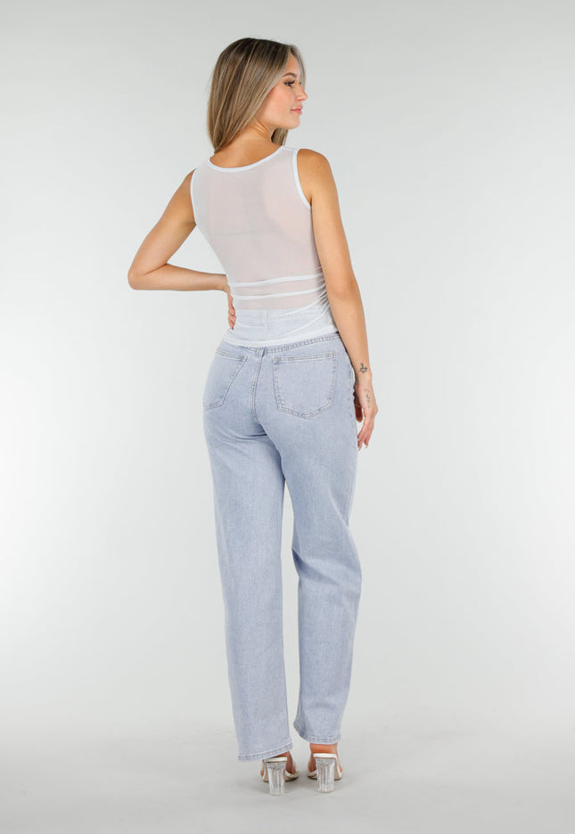 OP=OP.! Lichtblauwe Mesh Crop Top