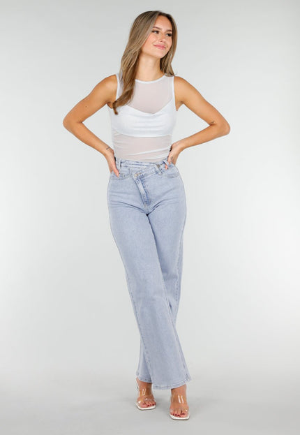 OP=OP.! Lichtblauwe Mesh Crop Top