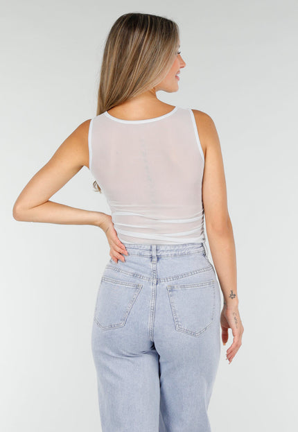 OP=OP.! Lichtblauwe Mesh Crop Top