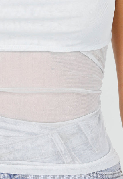OP=OP.! Lichtblauwe Mesh Crop Top