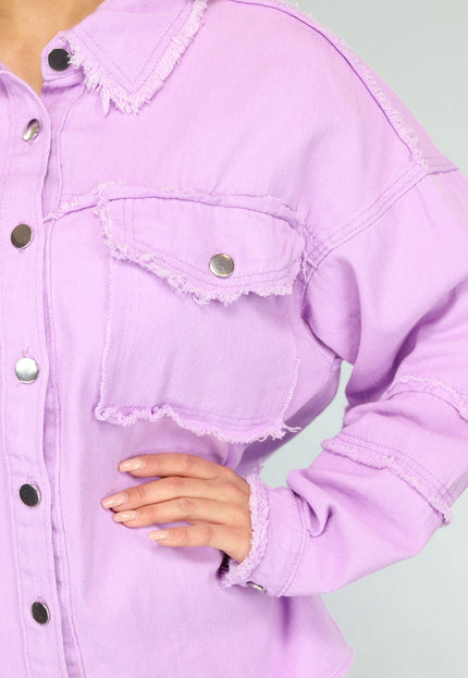 OP=OP! Lila Spijker Blouse met Ruffle Afwerking
