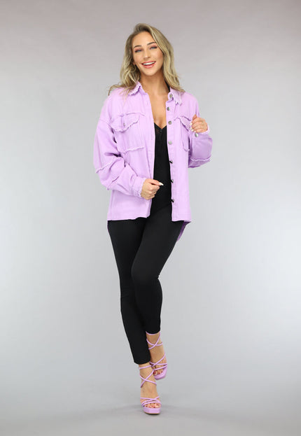 OP=OP! Lila Spijker Blouse met Ruffle Afwerking