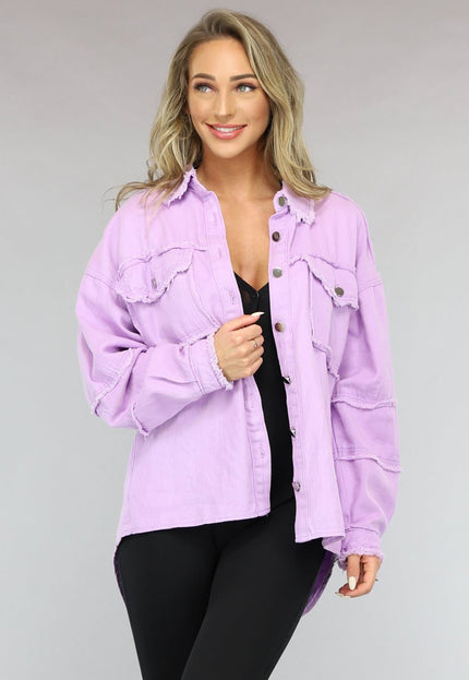 OP=OP! Lila Spijker Blouse met Ruffle Afwerking