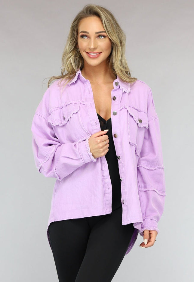 OP=OP! Lila Spijker Blouse met Ruffle Afwerking