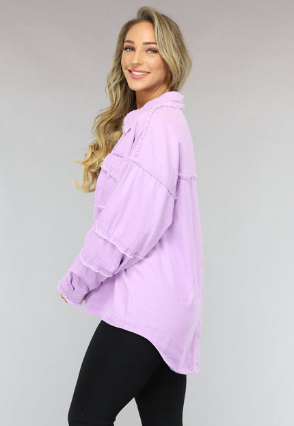 OP=OP! Lila Spijker Blouse met Ruffle Afwerking