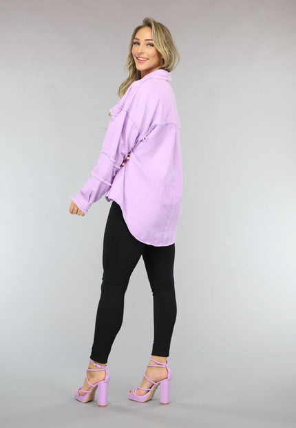 OP=OP! Lila Spijker Blouse met Ruffle Afwerking