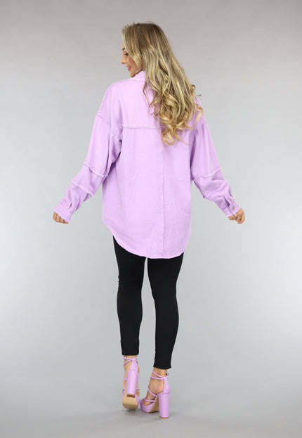 OP=OP! Lila Spijker Blouse met Ruffle Afwerking