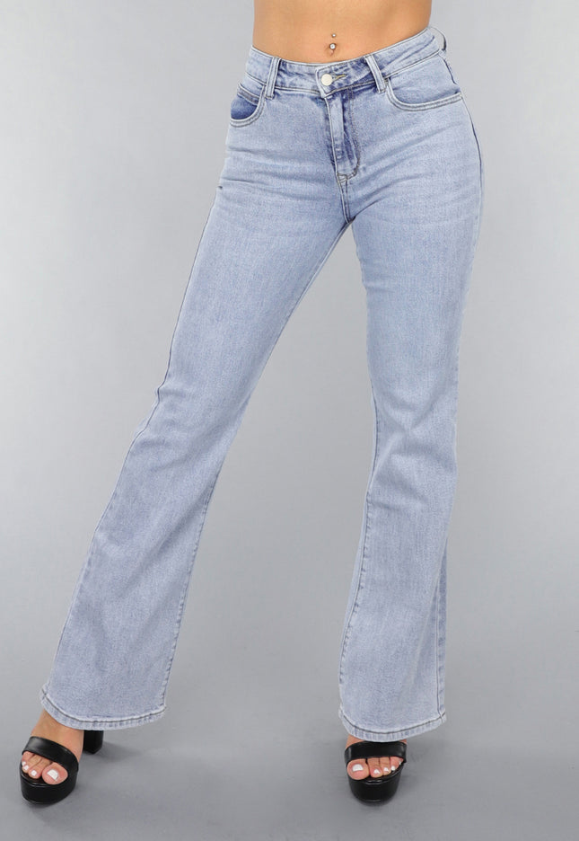 OP=OP.! Mid Waist Flared Jeans met Wassing