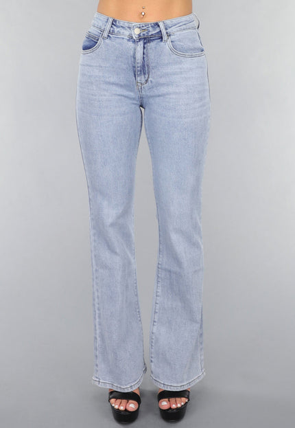 OP=OP.! Mid Waist Flared Jeans met Wassing