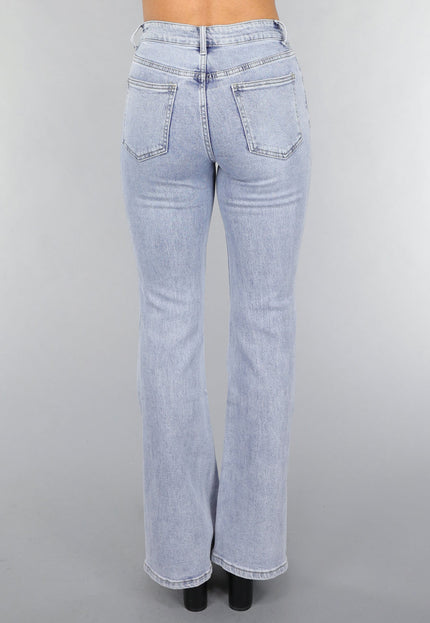 OP=OP.! Mid Waist Flared Jeans met Wassing