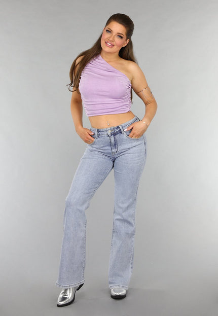 OP=OP.! Mid Waist Flared Jeans met Wassing