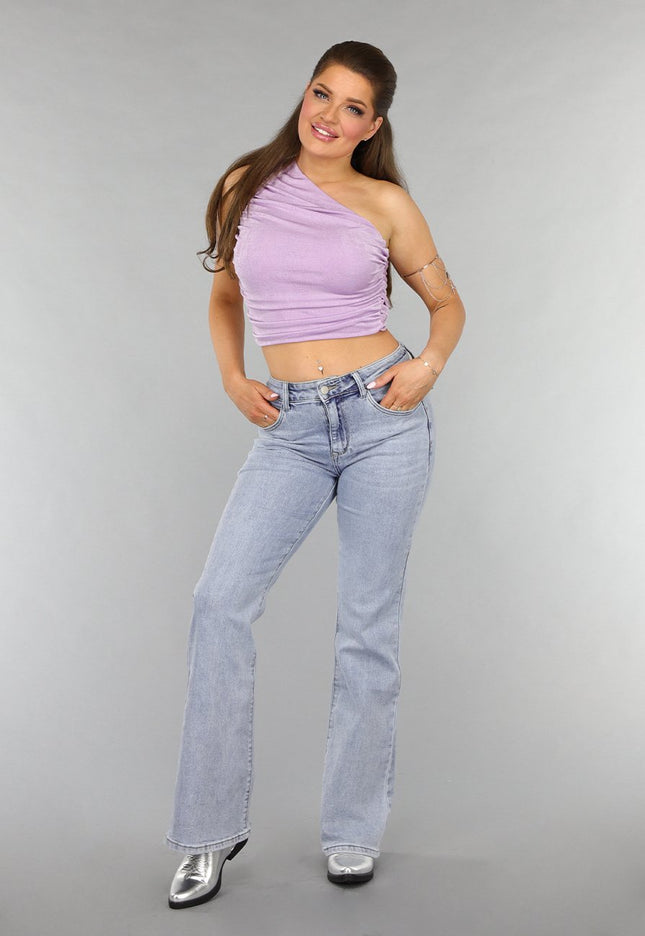 OP=OP.! Mid Waist Flared Jeans met Wassing