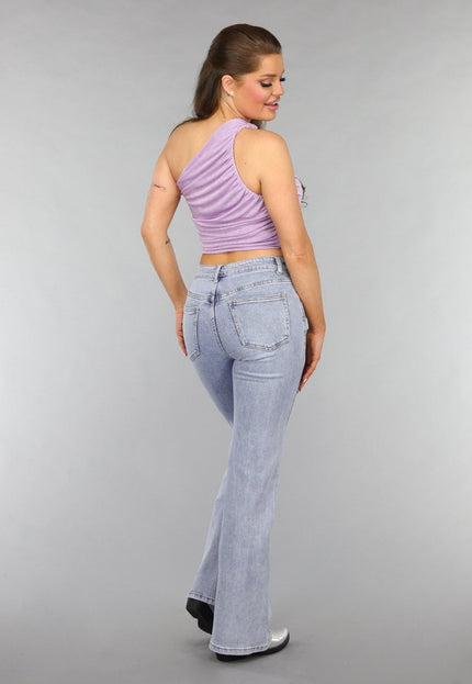OP=OP.! Mid Waist Flared Jeans met Wassing