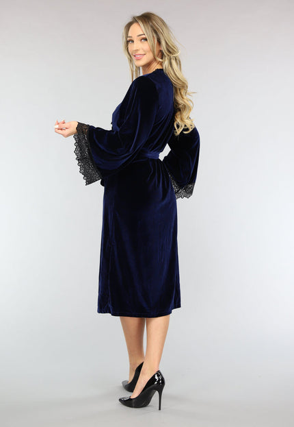 OP=OP.! Navy Velours Kamerjas met Zwart Kant