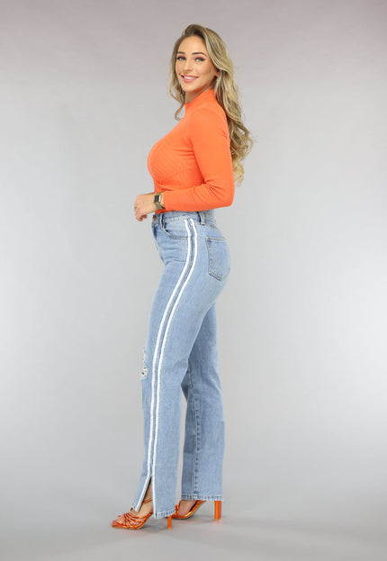 OP=OP.! Oranje Rib Bodysuit met Lange Mouwen