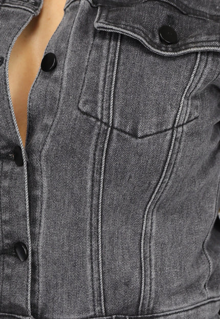 OP=OP.! Petite Grijze Straight Leg Denim Jumpsuit