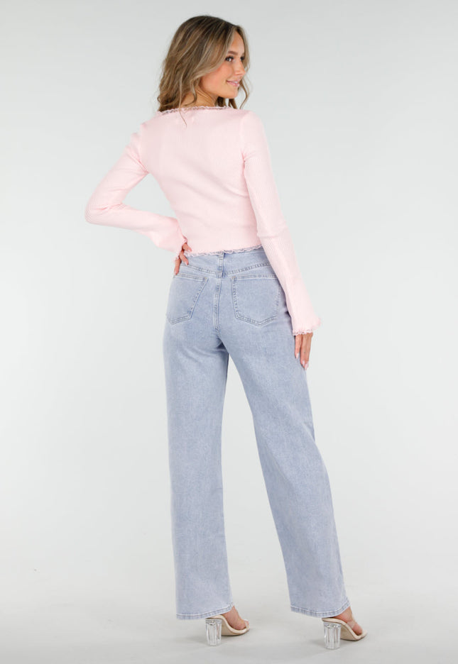 OP=OP.! Rib Top met Teddybeertjes Roze