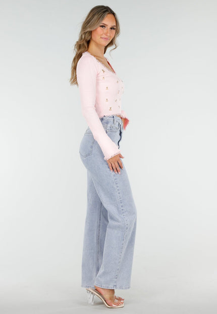 OP=OP.! Rib Top met Teddybeertjes Roze
