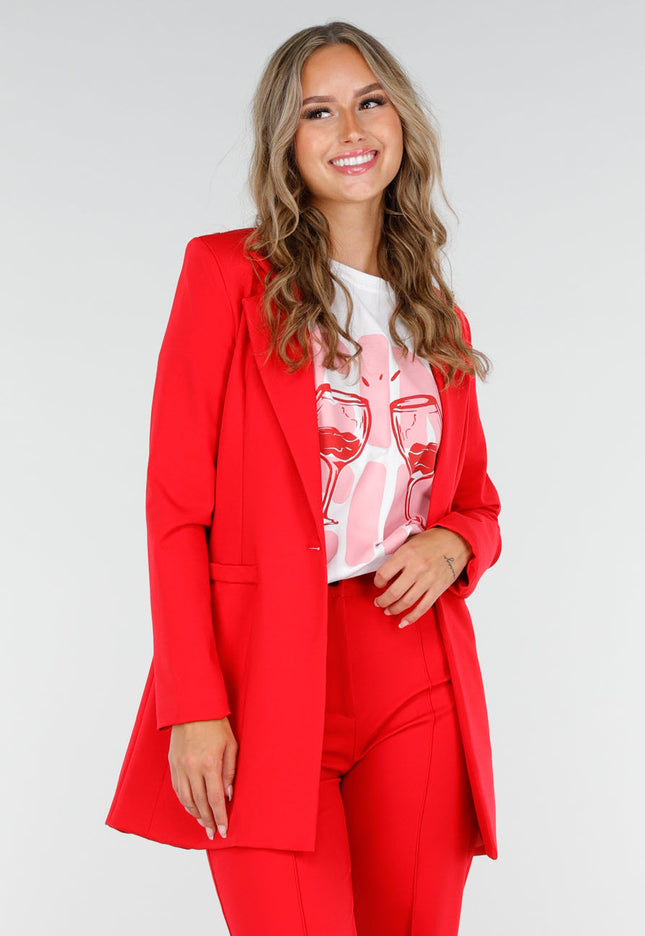 OP=OP.! Rode Halflange Stretch Blazer