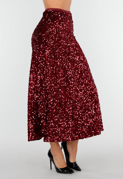 OP=OP.! Rode Pailletten Midi Rok