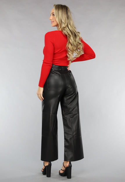 OP=OP.! Rode Ribstof Top met Korset Look