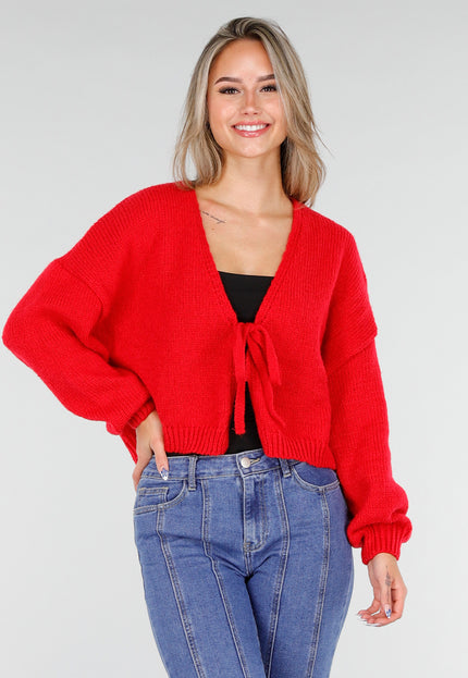 OP=OP.! Rood Gebreid Vest met Strik