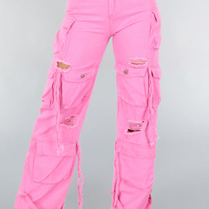 OP=OP.! Roze Cargo Jeans met Gaten