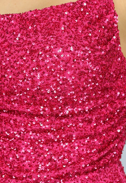 OP=OP.! Roze Lange Pailletten Jurk met Split