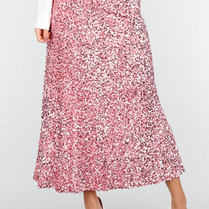 OP=OP.! Roze Pailletten Midi Rok