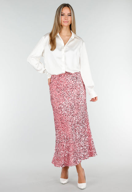 OP=OP.! Roze Pailletten Midi Rok