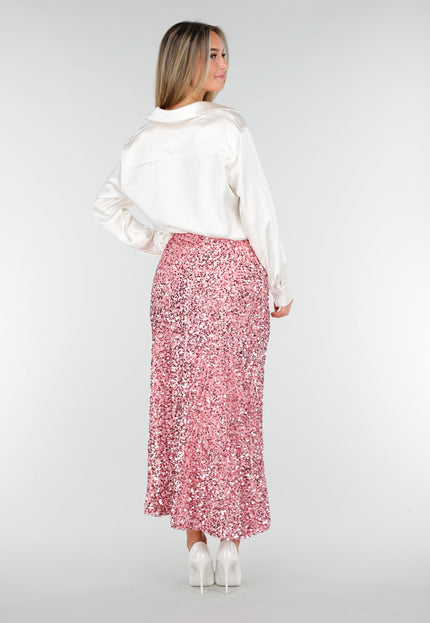 OP=OP.! Roze Pailletten Midi Rok