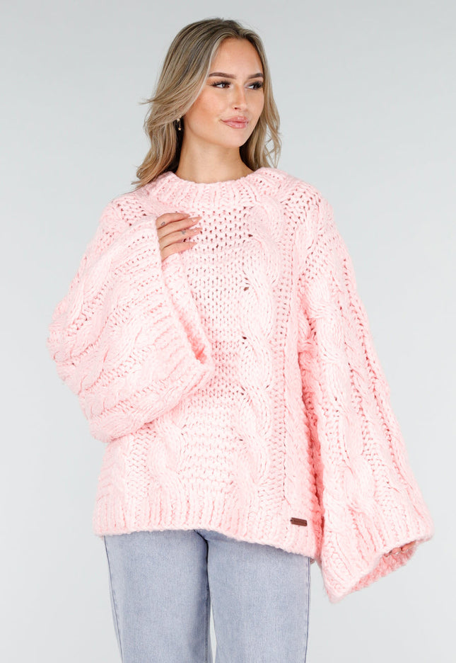 OP=OP.! Roze Trui met Kabelpatroon